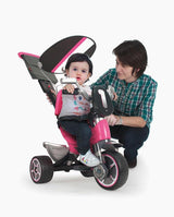 Tricicleta cu maner detasabil, Injusa, Body Pink, cu pedale, 10 luni+ - Elcokids