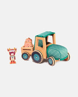 Tractor cu animalute si remorca, Lilliputiens, din lemn, 2 ani+ - Elcokids