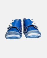 Pantofi din piele, PJ Shoes, Teddy, cu scai, blu blana - Elcokids