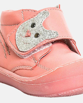 Pantofi din piele, PJ Shoes, Teddy, cu scai, roz - Elcokids