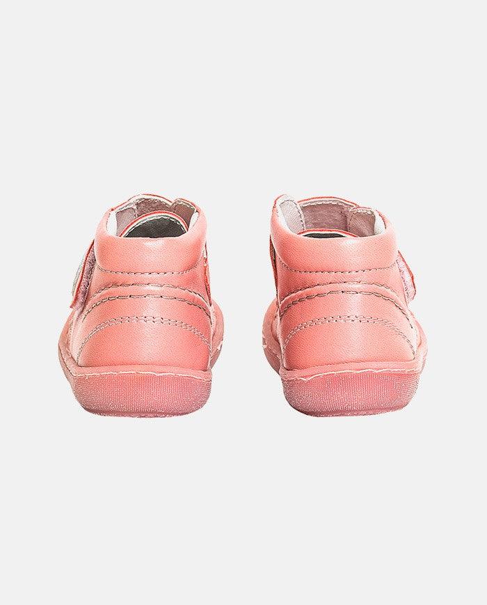 Pantofi din piele, PJ Shoes, Teddy, cu scai, roz - Elcokids