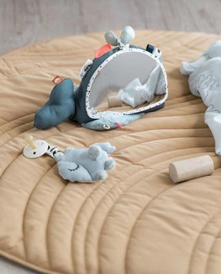 Jucarie cu oglinda pentru bebelusi, Done By Deer, balena, albastra - Elcokids