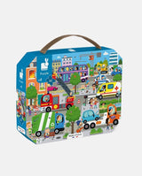 Puzzle orasul, Janod, cu cutie gentuta, 36 piese - Elcokids