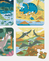 Puzzle progresiv 4 in 1, Janod, Dinozauri, cutie tip gentuta - Elcokids