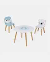 Set masa cu doua scaune, Janod, Animale polare, din lemn - Elcokids