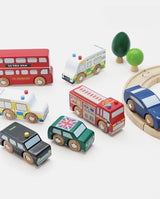 Set masini londoneze, Le Toy Van, din lemn, 2 ani+ - Elcokids