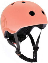 Casca de protectie pentru copii, sistem de reglare magnetic cu led, S-M, 51-55 cm, 3 ani+, Peach, Scoot Ride - Elcokids