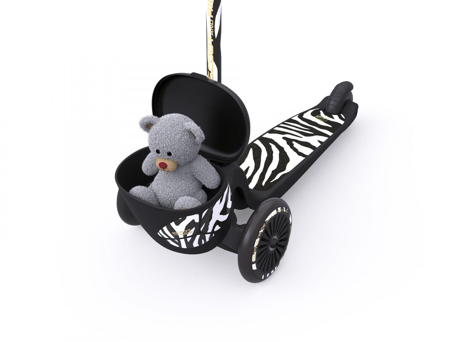 Trotineta copii pliabila, suport jucarie, Highwaykick 2 Lifestyle Zebra, 2 ani +, pana la 50 kg, Scoot Ride - Elcokids