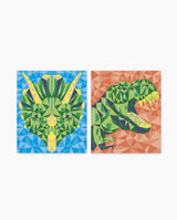 Set creativ mozaic, Janod, Dinozauri, 2 carduri, 7 ani+ - Elcokids