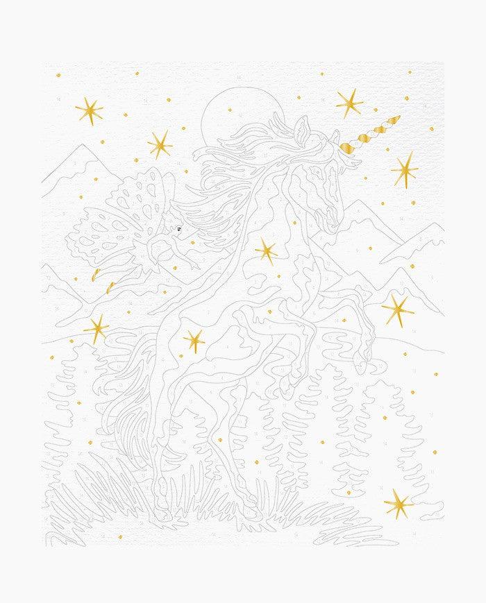 Set picteaza dupa numere, Janod, Unicorni, 7 ani+ - Elcokids