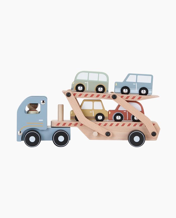 Camion din lemn cu platforma, Little Dutch, 6 piese, 18 luni+ - Elcokids