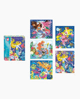 Set creativ mozaic, Janod, Sirene, 5 carduri cu model, 6 ani+ - Elcokids
