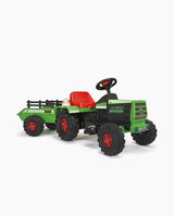 Tractor electric cu remorca, Injusa, 6V, cu sunete si lumini, verde, 1 an+ - Elcokids