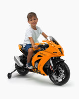 Motocicleta electrica copii, Injusa, 12V, cu roti stabilizatoare si sunete, 3 ani+ - Elcokids