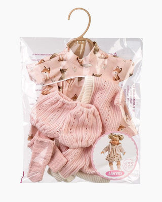 Imbracaminte Llorens, Papusi 33 cm, cu jacheta roz, 5 piese - Elcokids