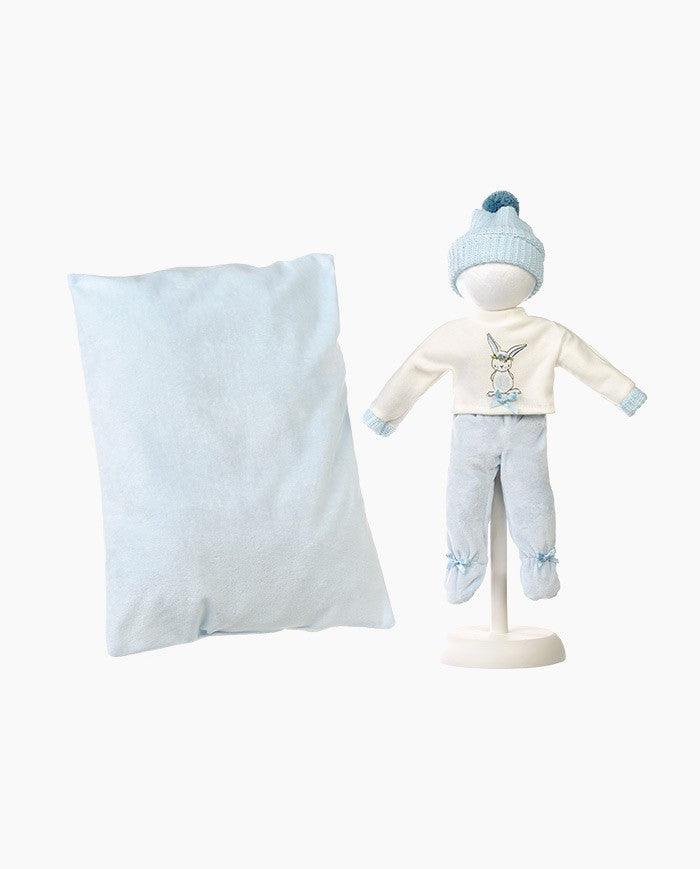 Imbracaminte Llorens, Bebelusi 35 cm, cu pernita albastra, 4 piese - Elcokids
