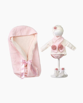 Imbracaminte Llorens, Bebelusi 40 cm, saculet de dormit roz, 7 piese - Elcokids