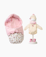Imbracaminte Llorens, Bebelusi 40 cm, saculet de dormit roz cu model, 6 piese - Elcokids