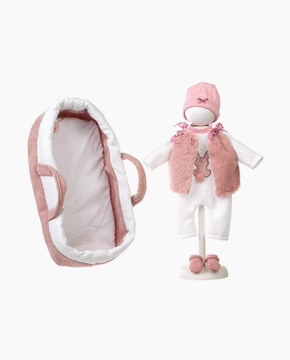 Imbracaminte Llorens, Bebelusi 42 cm, cu portbebe roz, 6 piese - Elcokids
