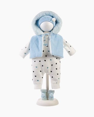 Imbracaminte Llorens, Bebelusi 44 cm, cu jacheta albastra, 5 piese - Elcokids