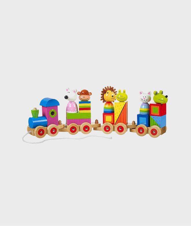 Puzzle tip tren, Orange Tree Toys, cu animale, din lemn, 12 luni+ - Elcokids
