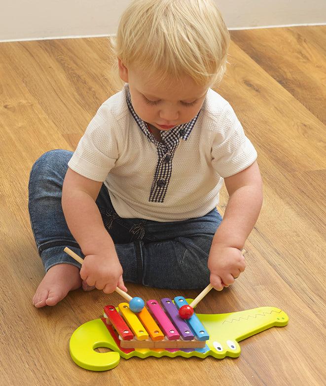 Xilofon din lemn, Orange Tree Toys, crocodil, verde - Elcokids