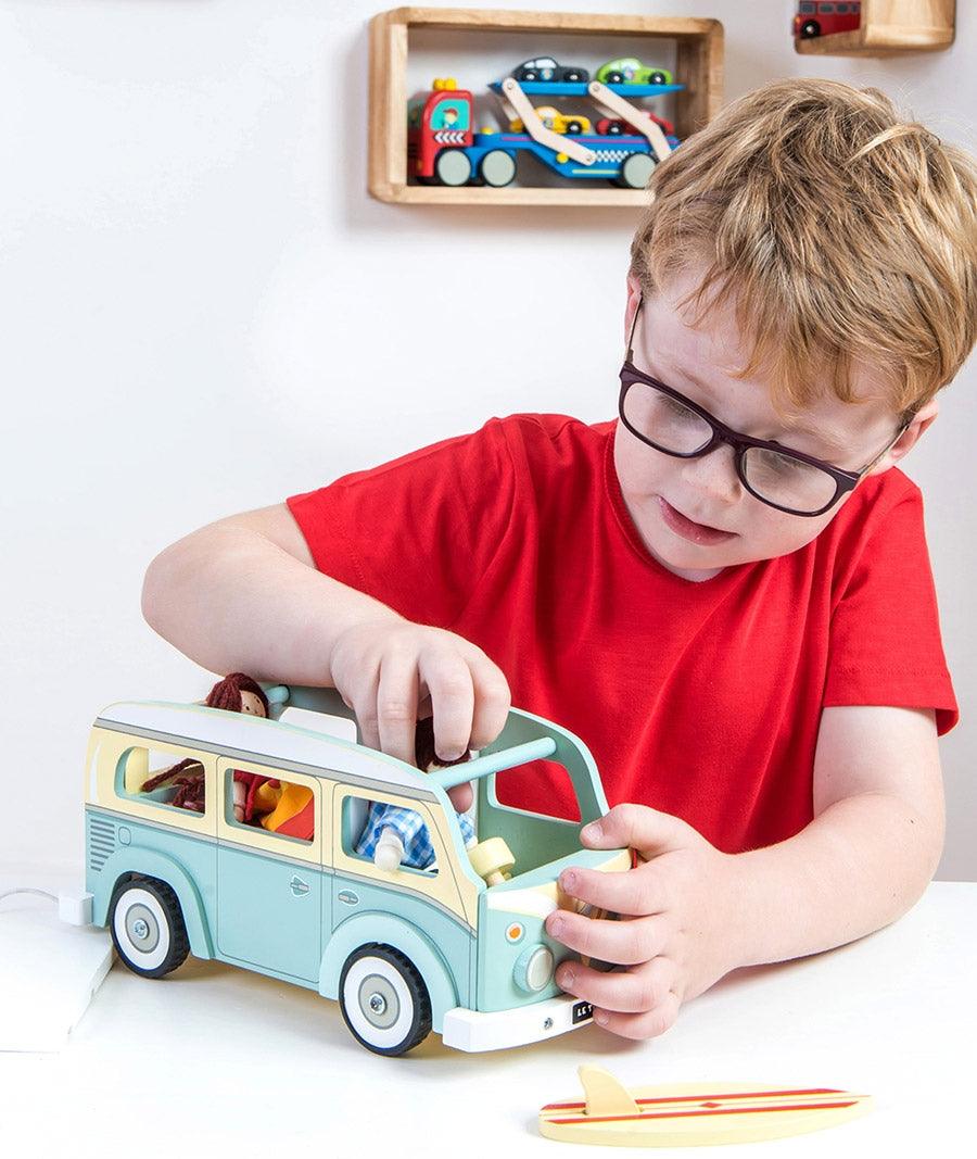 Rulota din lemn, Le Toy Van, albastra, 3 ani+ - Elcokids