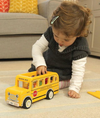 Autobuz de scoala, Indigo Jamm, galben, din lemn, 18 luni+ - Elcokids