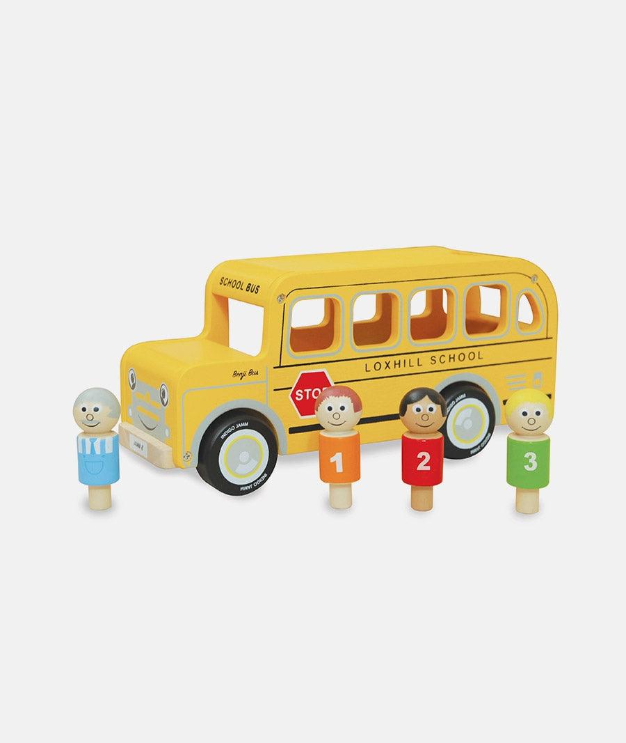 Autobuz de scoala, Indigo Jamm, galben, din lemn, 18 luni+ - Elcokids