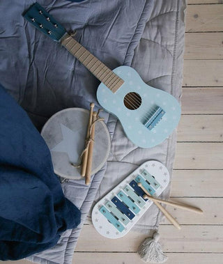 Chitara din lemn, JabaDaBaDo, cu 6 corzi, albastra - Elcokids