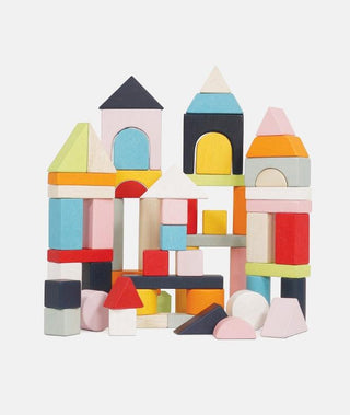 Cuburi din lemn, Le Toy Van, multicolor, 60 piese - Elcokids