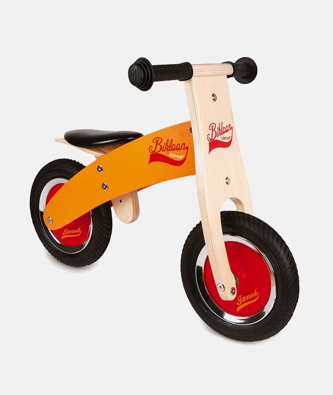 bicicleta lemn fara pedale Bicicleta fara pedale, Janod, din lemn, rosu-portocaliu, 2-4 ani