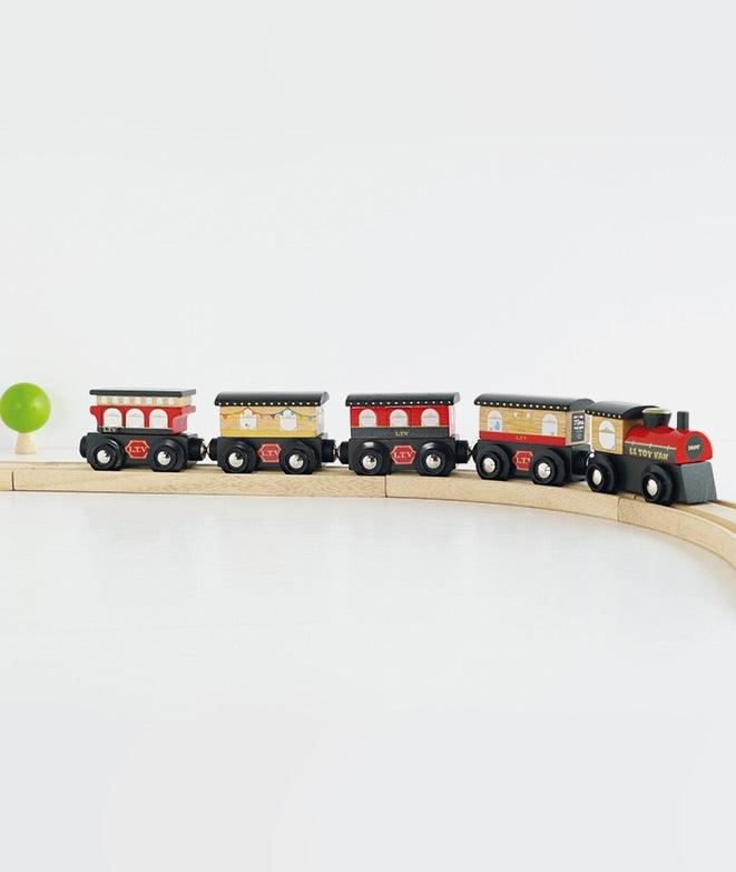 Trenulet de pasageri, Le Toy Van, Royal Express, din lemn, rosu - Elcokids
