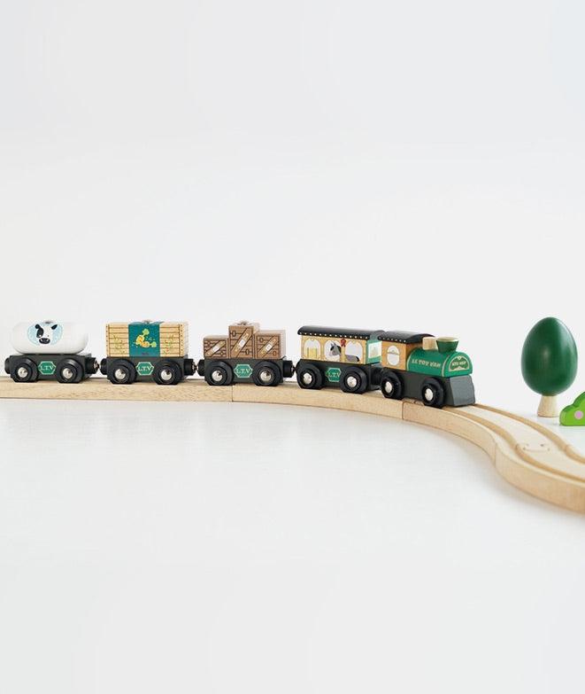 Trenulet de marfa, Le Toy Van, din lemn, verde - Elcokids