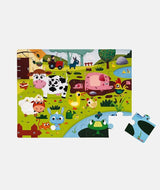 Puzzle tactil, Janod, animalele de la ferma, 20 piese, 2 ani+ - Elcokids