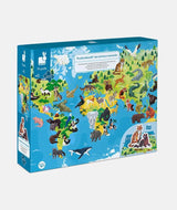 Puzzle educativ 3D, Janod, animale pe cale de disparitie, 50 figurine, 200 piese - Elcokids