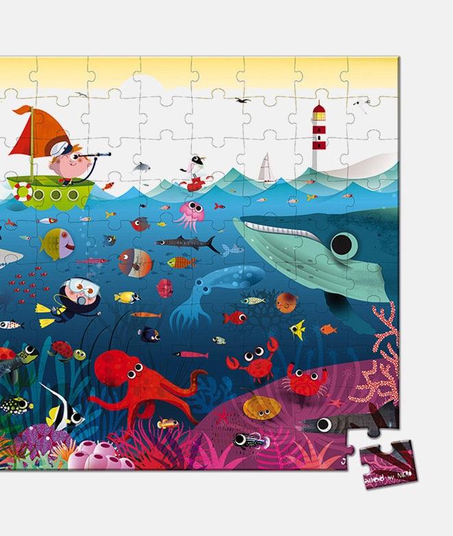 Puzzle lumea subacvatica, Janod, 100 piese, 6 ani+ - Elcokids