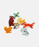 Puzzle din lemn 3D, Janod, cu animale din padure, 7 piese, 18 luni+ - Elcokids