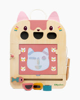 Tablita din lemn, Lilliputiens, pisicuta Jeanne, cu 6 carduri fata-verso, 18 luni+