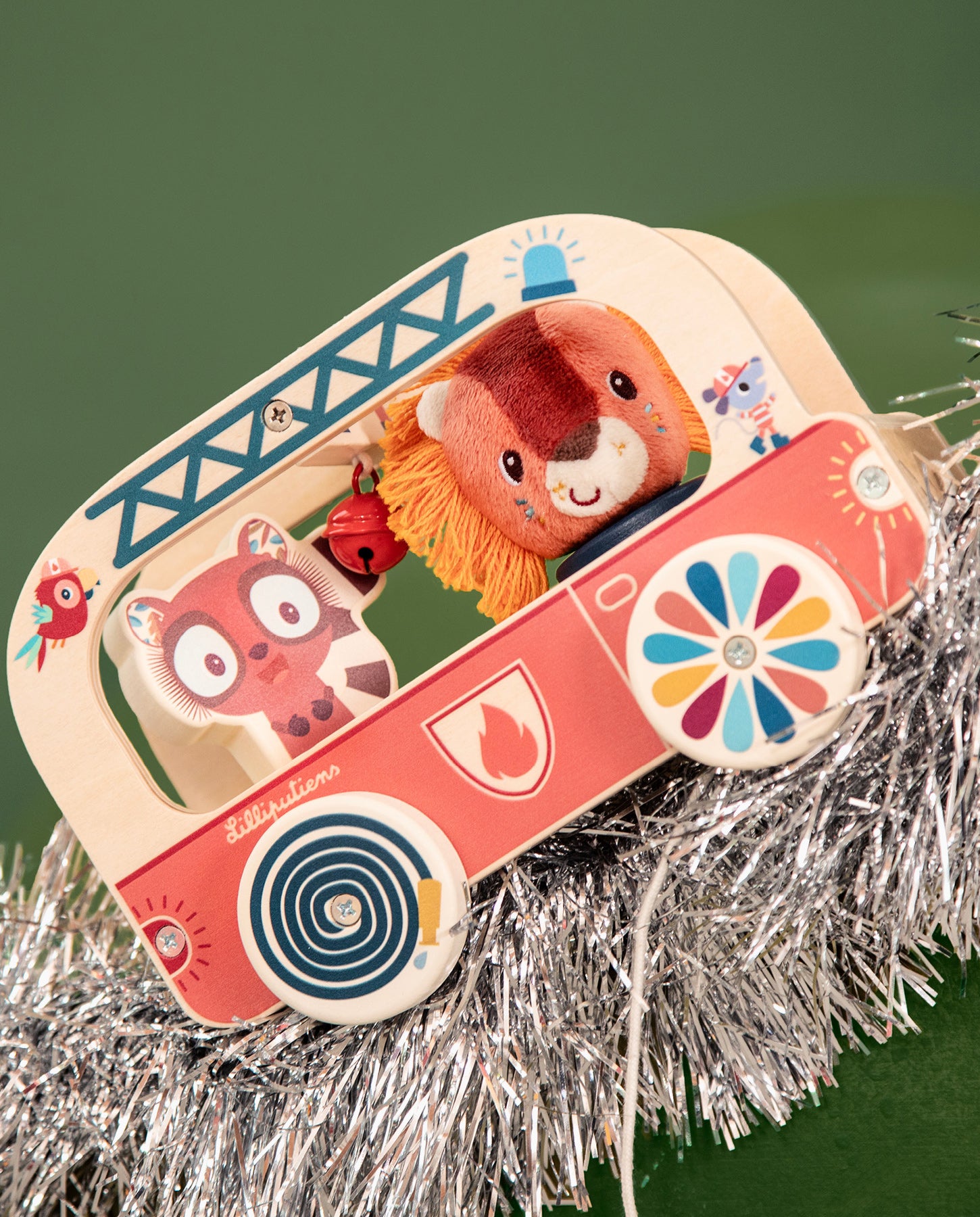 Jucarie de tras din lemn, Lilliputiens, Autobuz magic, cu unicornul Lena, 3 ani+