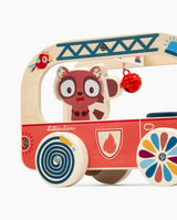 Jucarie de tras din lemn, Lilliputiens, Masina de pompieri, cu leul Jack, 3 ani+