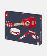 Set muzical, Janod, Confetti, 5 instrumente, din lemn, rosu - Elcokids