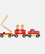 Trenulet din lemn, Janod, pompieri, 3 ani+ - Elcokids