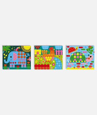Set educativ, Janod, Animale, mozaic, 3 carduri - Elcokids