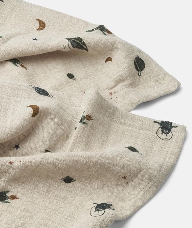 Muselina din bumbac, Liewood, Lewis Space, 2 buc, 65 x 65 cm - Elcokids