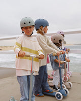 Casca de protectie, Banwood, cu captusala din spuma, din ABS, crem cu stelute, 3 ani+