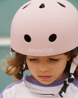 Casca de protectie, Banwood, cu captusala din spuma, din ABS, roz cu stelute, 3 ani+