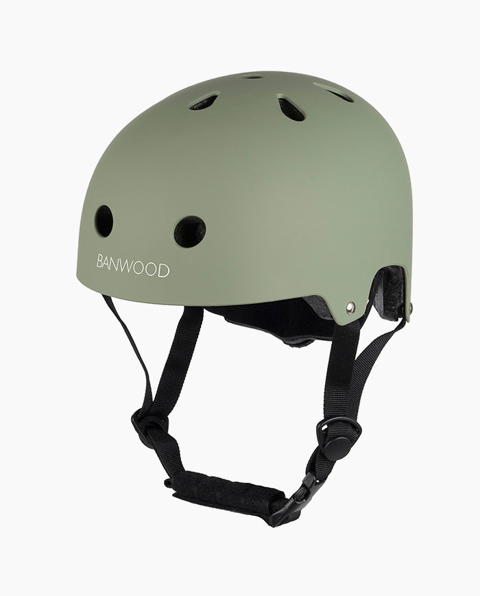 Casca de protectie, Banwood, cu captusala din spuma, din ABS, verde inchis, 3 ani+
