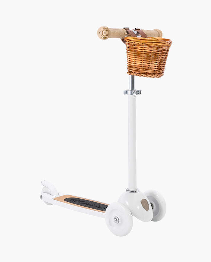 Trotineta cu trei roti, Banwood, inaltime reglabila, cadru aluminiu, alba, 3 ani+