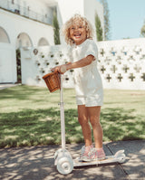 Trotineta cu trei roti, Banwood, inaltime reglabila, cadru aluminiu, alba, 3 ani+